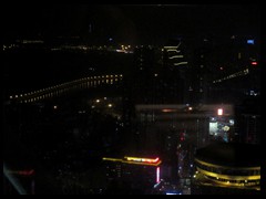 View from the sky bar, a globe on top of The Panglin Hotel, our hotel in Luohu district.